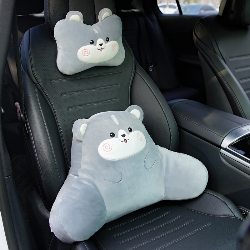 汽车头枕护颈枕车用靠枕一对x汽车座椅腰靠枕车内可爱卡通车枕用