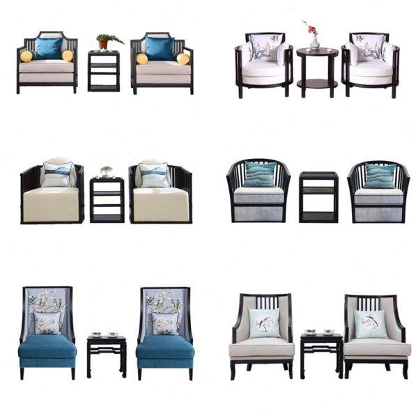 新中式单人沙发椅三件套样板房售楼会议接待会客桌椅组合洽谈家具,住宅家具,实木沙发,淘宝优惠券,粉丝福利购,淘宝优惠卷