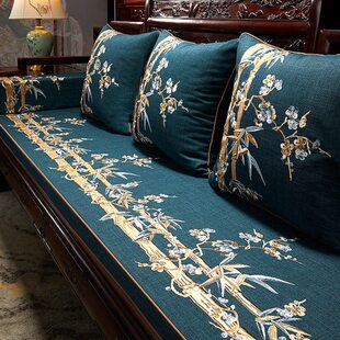 新中式沙发坐垫套罩巾棉麻高档G92红木家具罗汉床座垫靠背巾盖布