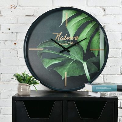 黛绿现创意木质钟简约客厅静音时钟装饰挂钟墙挂表時鐘简约