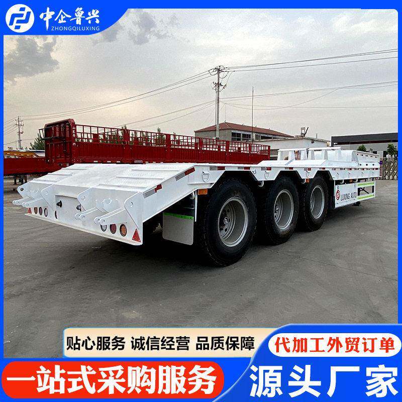 工厂跨境生产折叠鹅头4轴100吨低平板大型工程机械运输半挂车拖车