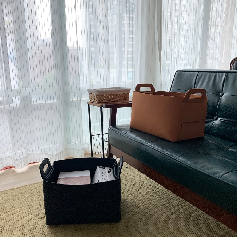 馨帮帮杂货铺 简约纯色折叠收A纳篮收纳筐家用大容量布艺收纳篮