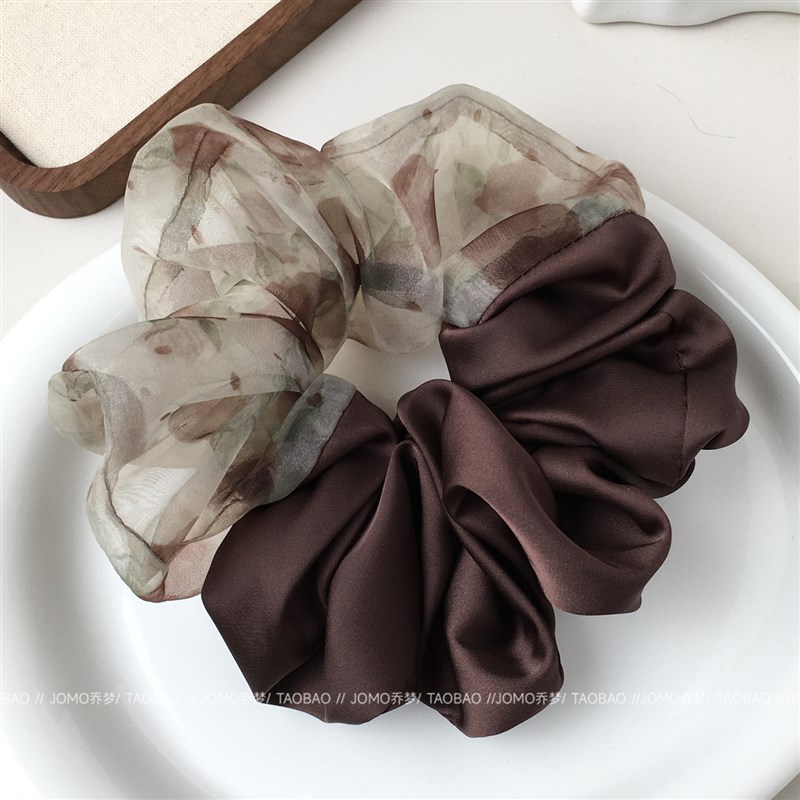 大肠发圈韩系碎花拼接发绳2025新款高级感M头绳优雅洋气时尚扎头