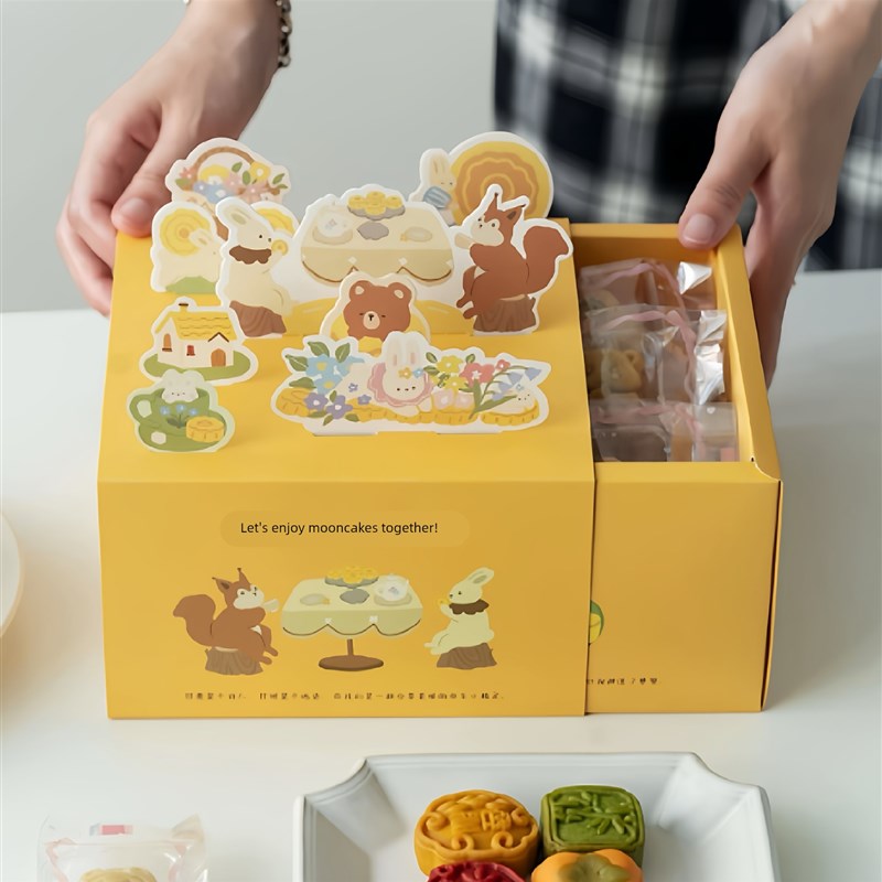 2025新款卡通迷你月饼包装盒蛋黄酥中秋礼J盒冰皮流心mini月饼盒