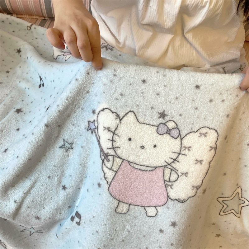 梨梦 芭a拉花猫 可爱薄毯子夏季空调牛奶绒盖毯沙发毛毯办公室午
