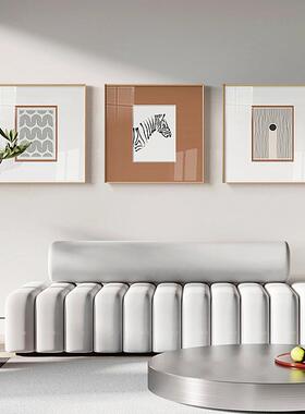 织饰言线语现代简约色黑白线条抽象QX202203厅餐厅装橙画饭正方形