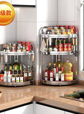 不锈厨钢房角落置物架三角架角架架NaNb8z8Q收纳架调料转壁挂落地