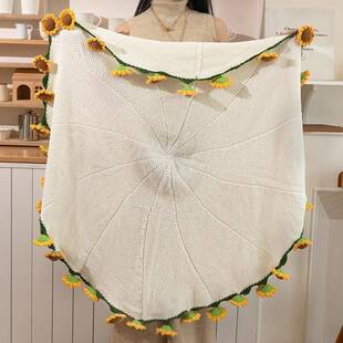 向日葵花束毯子钩织成毯品手工编织毛制自针织毛创线毯意礼TZ-210