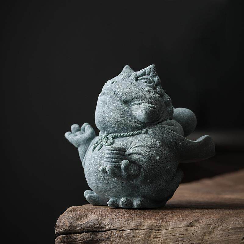 青茶砂石宠金蟾摆掐指一算鱼缸造祥瑞景蛤蟆装饰创意茶盘件ZYU配