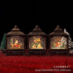 注水小扁人风灯节八日礼品摆圣诞老音908盒飘雪灯桌面件