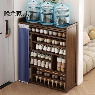 易简鞋架多层OGN家用门口全纳封闭宿舍实木省一体收置子物架防尘