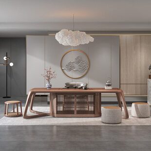 新中式茶桌椅组合禅意会所实木茶台简约茶艺桌茶室茶馆家具