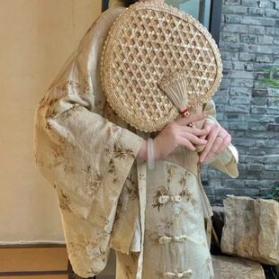 手工制作麦秆扇编织大蒲扇子随身老人宝宝儿童中国风麦秸扇草编扇