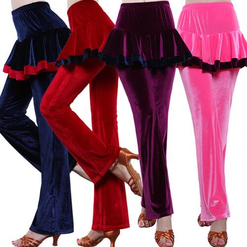 新款广场舞服装秋冬裙裤金丝绒加厚长裤成人女舞蹈裙裤演出服