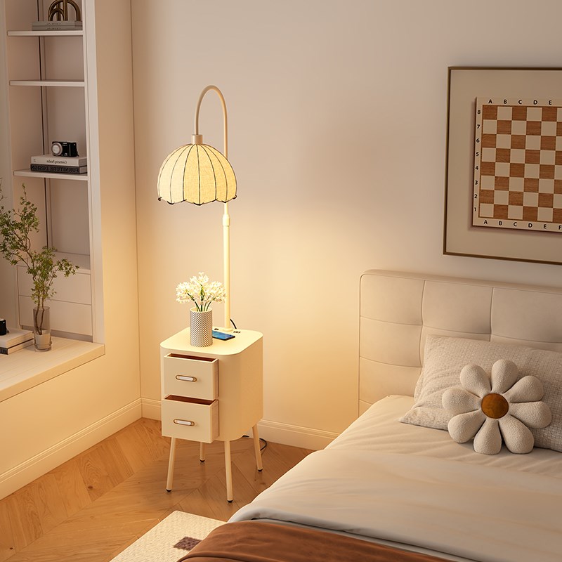 床头柜台灯一体边几置物落地灯客厅沙发K旁卧室书房奶油风氛围感