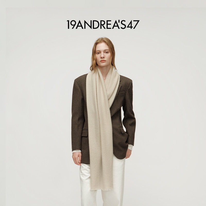 【经典系列】19ANDREA'S47 秋冬Rufus 纯色棱纹羊绒围巾 男女同款