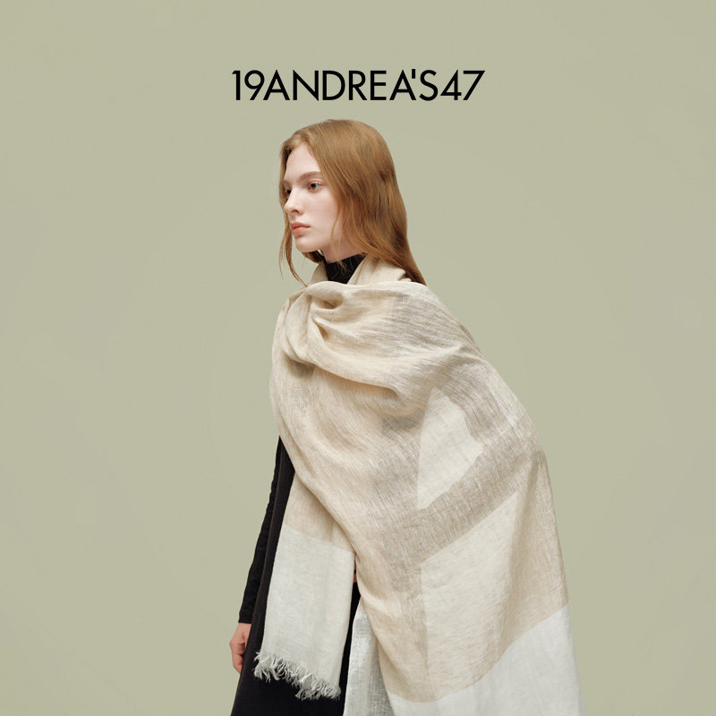 19ANDREA'S47春夏Linky系列 亚麻银线混纺流光披肩