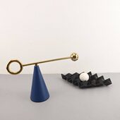 现简约欧式 几何静态平衡摆件橙色底座样板房售楼处软装 饰品摆设