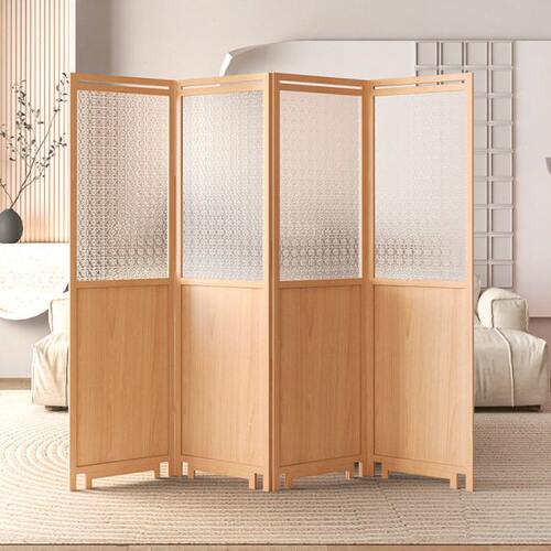 亚克力实木屏风 隔断客厅办公折叠移动屏风家用卧室遮挡酒店医馆