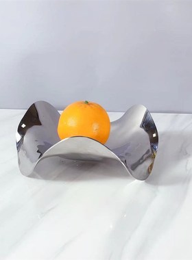 简约欧式银色金属不规则流线果盘托盘摆件K厨房餐厅样板房软装饰