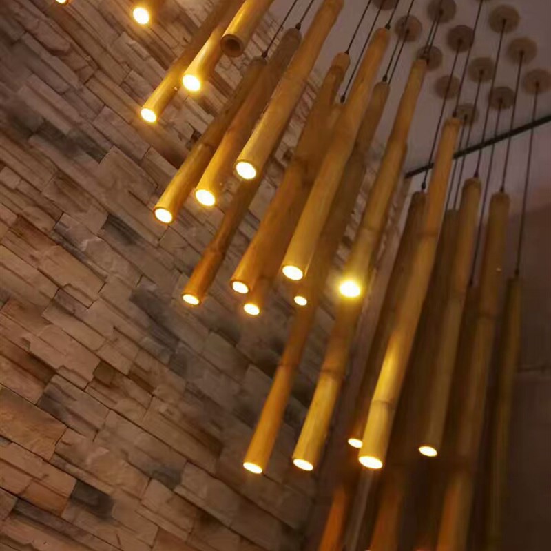 竹筒灯竹子灯竹艺吊灯圆桶灯圆柱灯长筒灯圆管竹Y灯刻字打孔