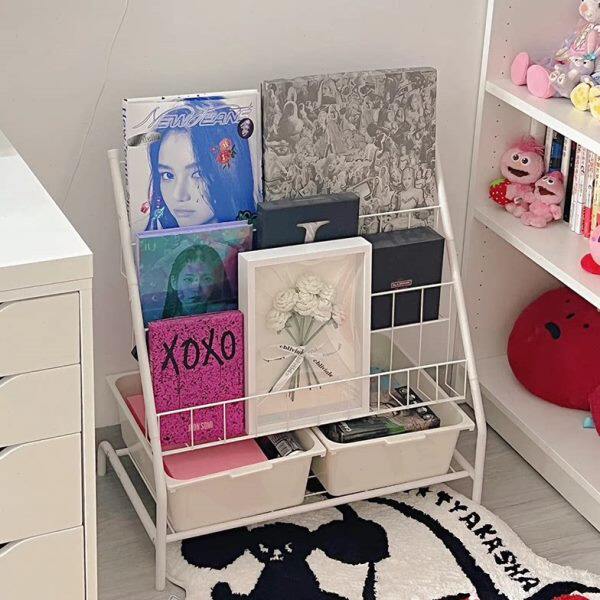 cd专辑黑胶收纳架铁艺阶梯式陈列放置架光碟片光盘盒收藏展示架