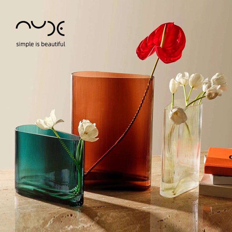 土耳其NUDgE努德水晶花瓶玻璃透明水养插花客厅摆件轻奢高级感礼