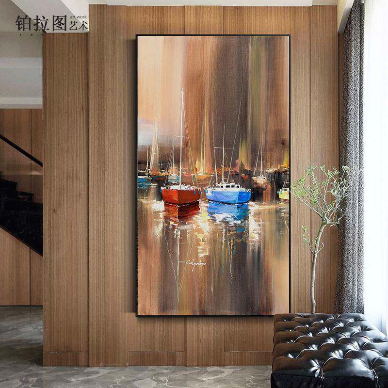 一风顺玄关装饰画现代约竖简版挂帆画BLT-一帆入户过画道走廊壁风