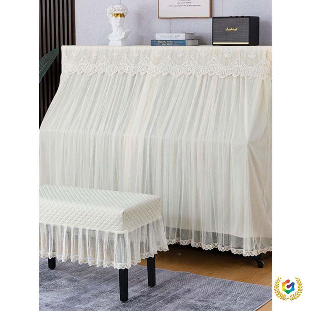 ?小清新钢琴罩网格蕾丝防防尘罩美式现简约代钢Fh(h(&aq琴罩全包