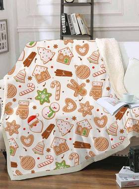 圣背诞人麋鹿毛毯新年毯装饰加厚沙发盖MTFX毯雪加绒午休摄影出片