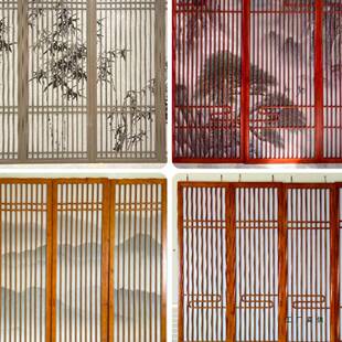 实木栅格栅风屏隔断客厅玄关镂空F977TT99新中式吊木顶仿古门窗木