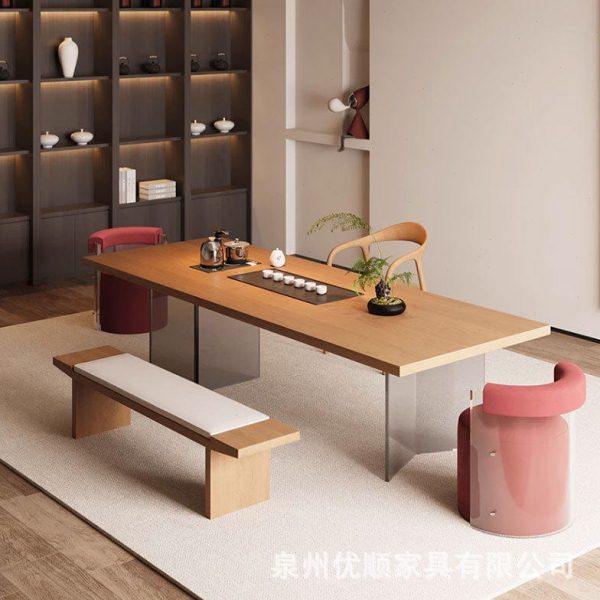 现简约实木大板茶桌椅组合轻奢亚克力茶台客厅公接待泡茶桌,商业/办公家具,茶台/茶桌,淘宝优惠券,粉丝福利购,淘宝优惠卷