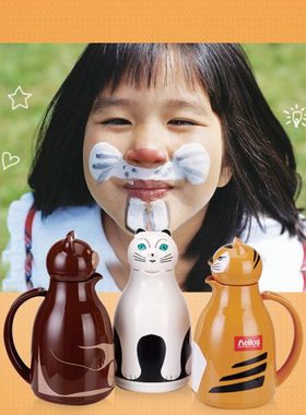 德国原装进口Helios Thermo创意可爱卡通动物保温壶玻璃内胆水壶