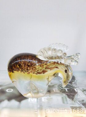 创意手工玻璃动物驯鹿摆件现代简约家居软装高档会所酒店软装工艺