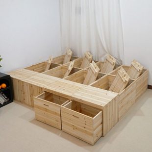 榻榻米木箱拼床实木床加宽拼接床板式床飘窗地台柜组合收纳储物箱