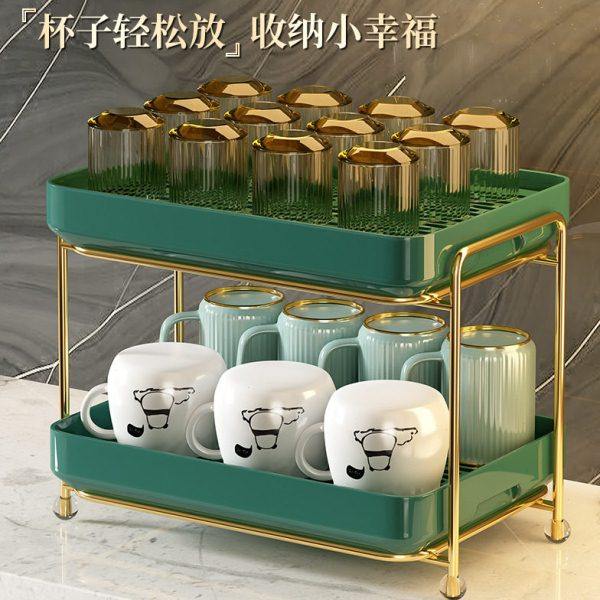 厂家直供多用途双层杯子收纳架台面水杯茶杯茶具置物架碗盘沥水架,收纳整理,阳台置物架,淘宝优惠券,粉丝福利购,淘宝优惠卷