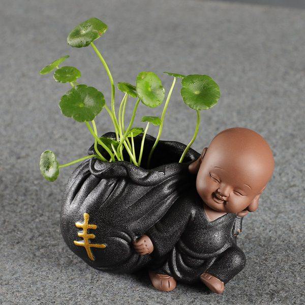 陶瓷黑陶水培无孔花盆铜钱草水养招财猪茶宠花器桌面笔筒容器