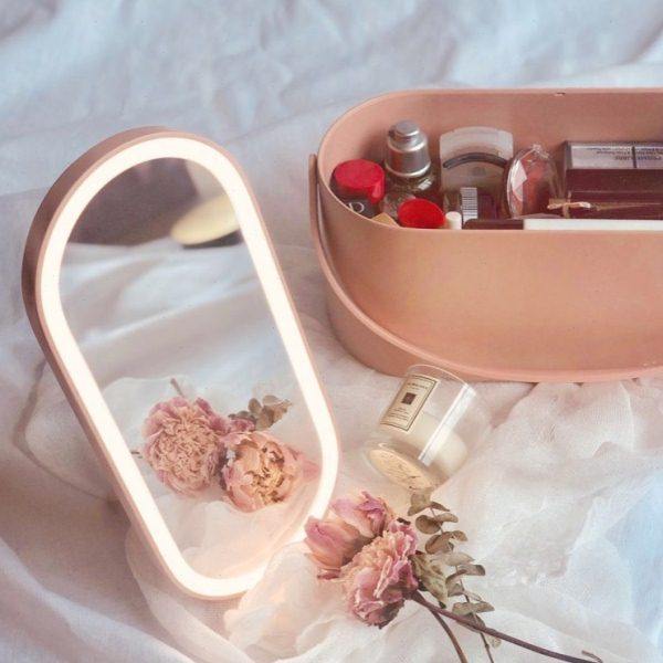 Muid化妆镜收纳盒少女心简约旅行便携补光带灯镜子台式可旋转桌面,家庭/个人清洁工具,随身化妆镜,淘宝优惠券,粉丝福利购,淘宝优惠卷