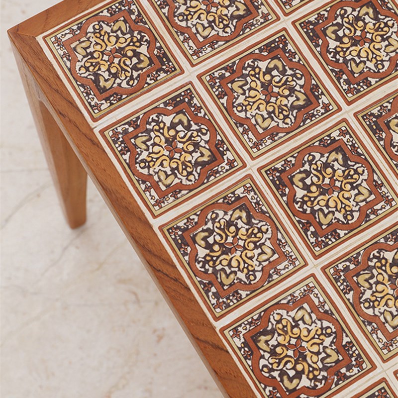 3EW1木纳家具法式花砖小茶几角几阳台桌子沙发边几桌复古瓷砖实木