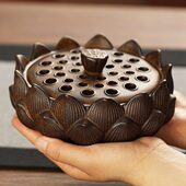 禅意复古大号莲花蚊香炉带盖家用香薰炉檀香盘香防火防烫艾香陶瓷