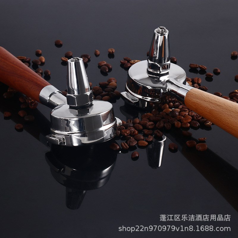 咖啡机萃茶手柄 E61冲煮头通用58MM不锈钢实木手柄 咖啡萃茶把手