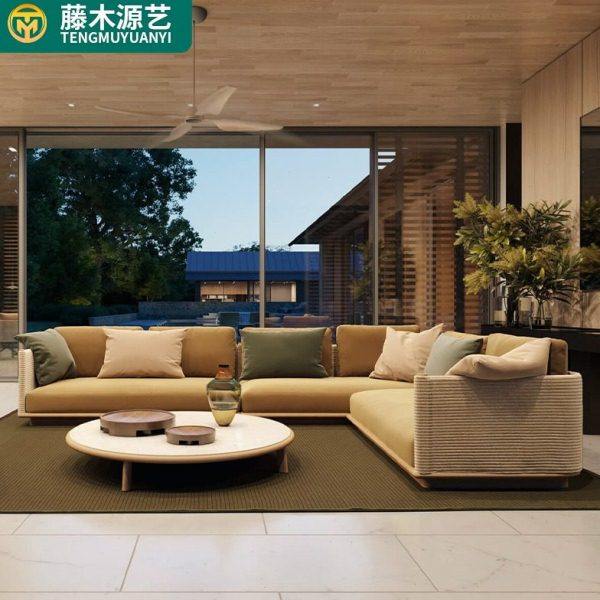 藤木源艺户外沙发实木组合露天露台花园别墅庭院藤编室外沙发组合,住宅家具,户外沙发,淘宝优惠券,粉丝福利购,淘宝优惠卷