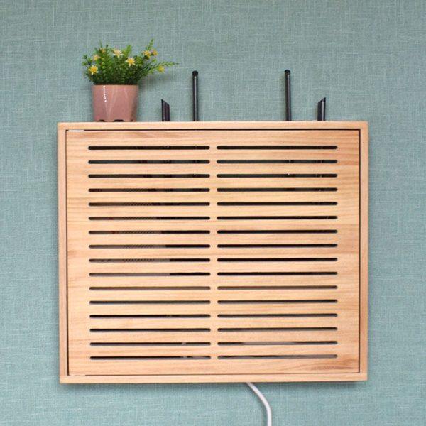 路由器收纳盒 壁挂式光猫排插集线多媒体信息弱电箱遮挡简约实木