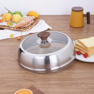 加高锅盖炒锅炒菜盖子26CM28cm32通用加厚家用不锈钢可立高拱锅盖