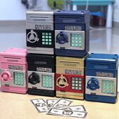 密码 机儿童大号保险柜自动吃吸卷钱语音播报储蓄罐 存钱罐ATM存款