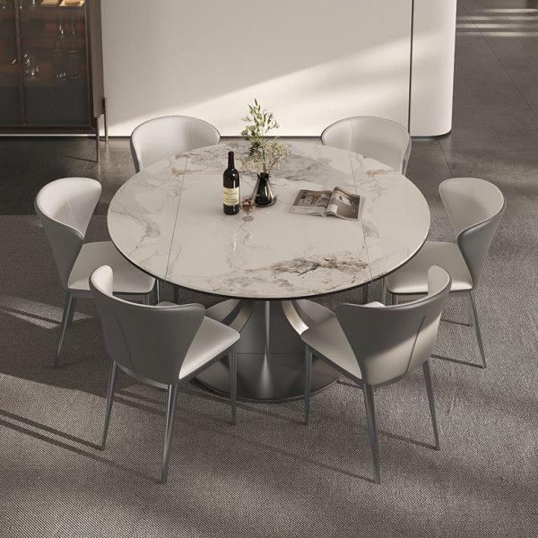 可伸缩岩板餐桌家用现代简约轻奢高级感可变圆桌小户型餐桌椅组合,住宅家具,岩板餐桌,淘宝优惠券,粉丝福利购,淘宝优惠卷