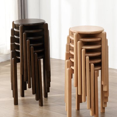 实木凳子家用可叠放木凳木头圆凳中式板凳餐厅餐桌凳简约矮凳高凳