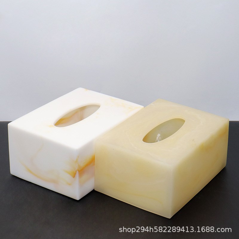 北欧创意大理石纹纸巾盒树脂酒店客厅收纳盒样板房家居用品抽纸盒