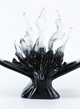 现代艺术雕塑摆件样板房酒店售楼处玄关摆台抽象透明海书装饰品