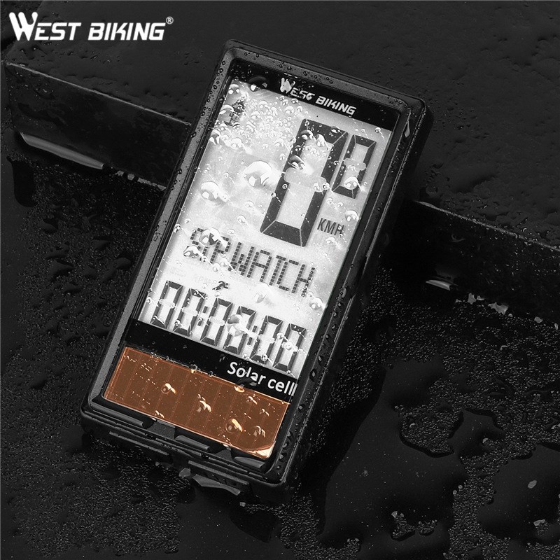 无线太阳能码表山地公路自行车大字码表五国语言防水测速器迈速表